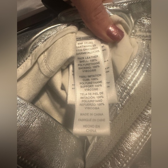 Good American Faux Leather Metallic Silver Pants Sz. 4/27 Worn 1 time - Picture 5 of 6